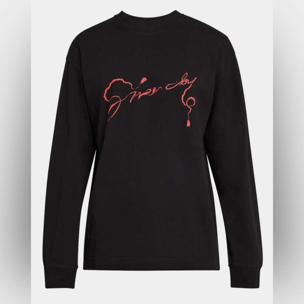 Givenchy men’s cursive graphic t shirt full sleeve in size medium